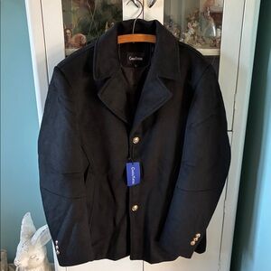 ChouYatou sz L Men's Black Jacket Wool Blend nwt